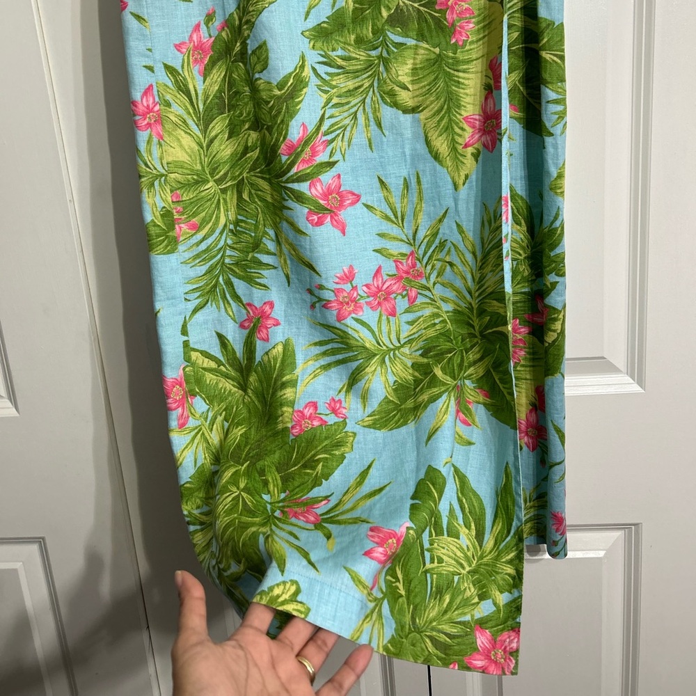 Vinatage Jones New York Floral Tropical Print Wrap Maxi Linen Skirt Size 4 - Picture 3 of 11